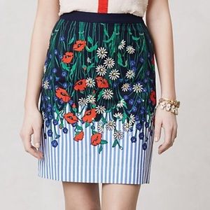 Anthropologie Vertical Garden Pencil Skirt